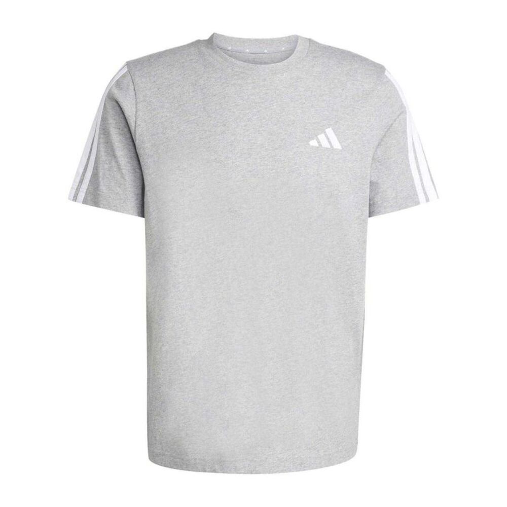 Adidas Mens 3 Stripes T-Shirt / Medium Grey/White
